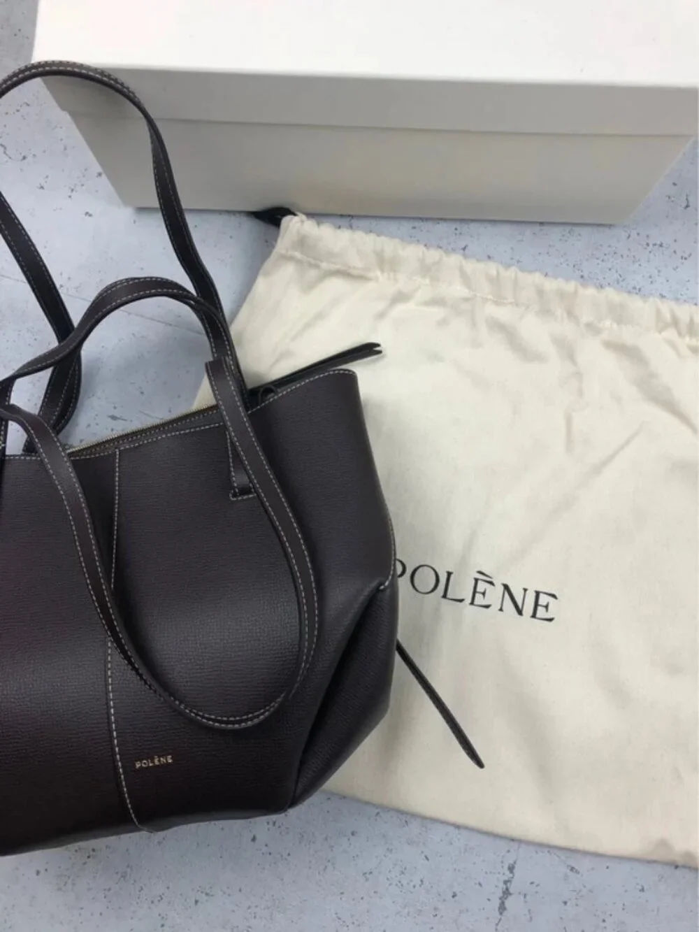 Polene Cyme Mini Black Leather Tote ✨